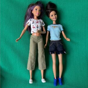 Barbie Skipper doll 10” teen fashion  w clothes & shoes lot of 2 , 2001, 2013